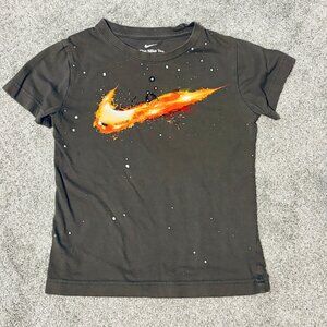 Nike Boys Grey Galaxy Tee with fire Swoosh, Size 6M